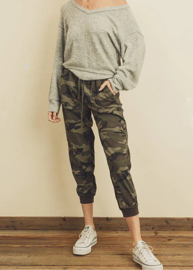 Campbell Camo Tie Waist Joggers -***FINAL SALE***