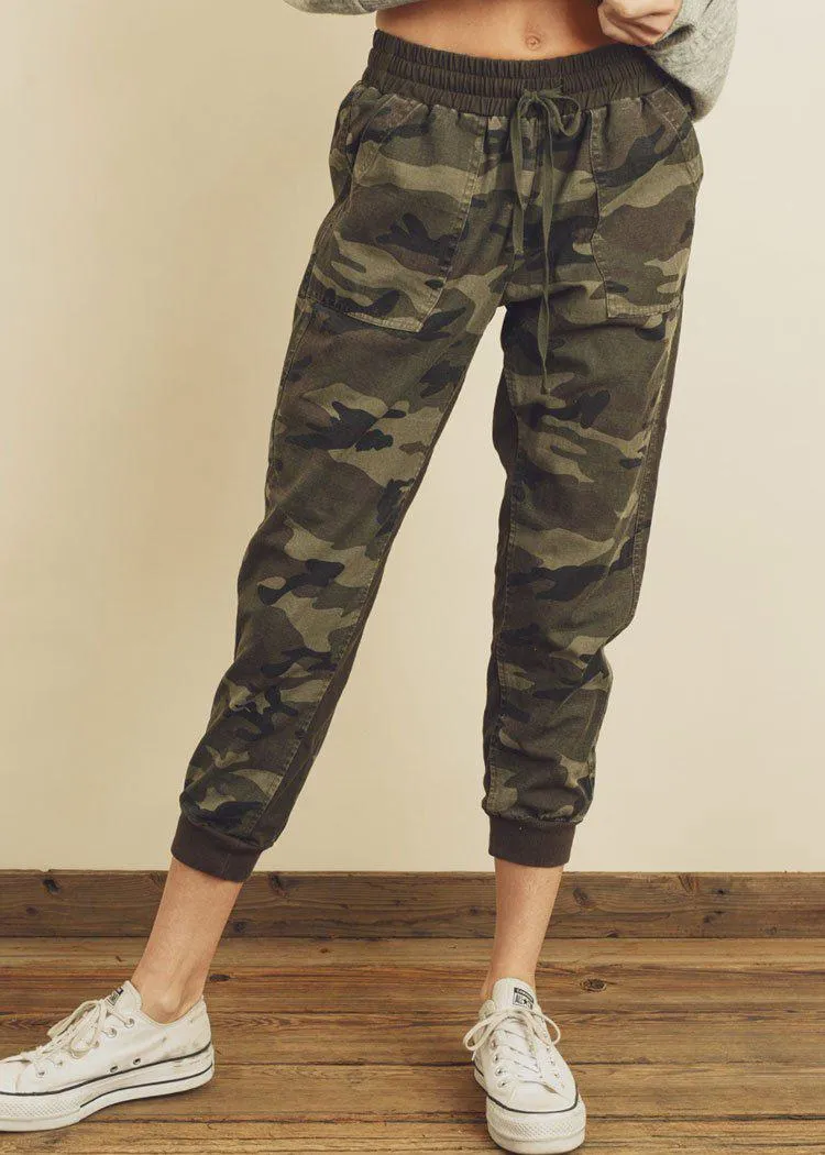 Campbell Camo Tie Waist Joggers -***FINAL SALE***