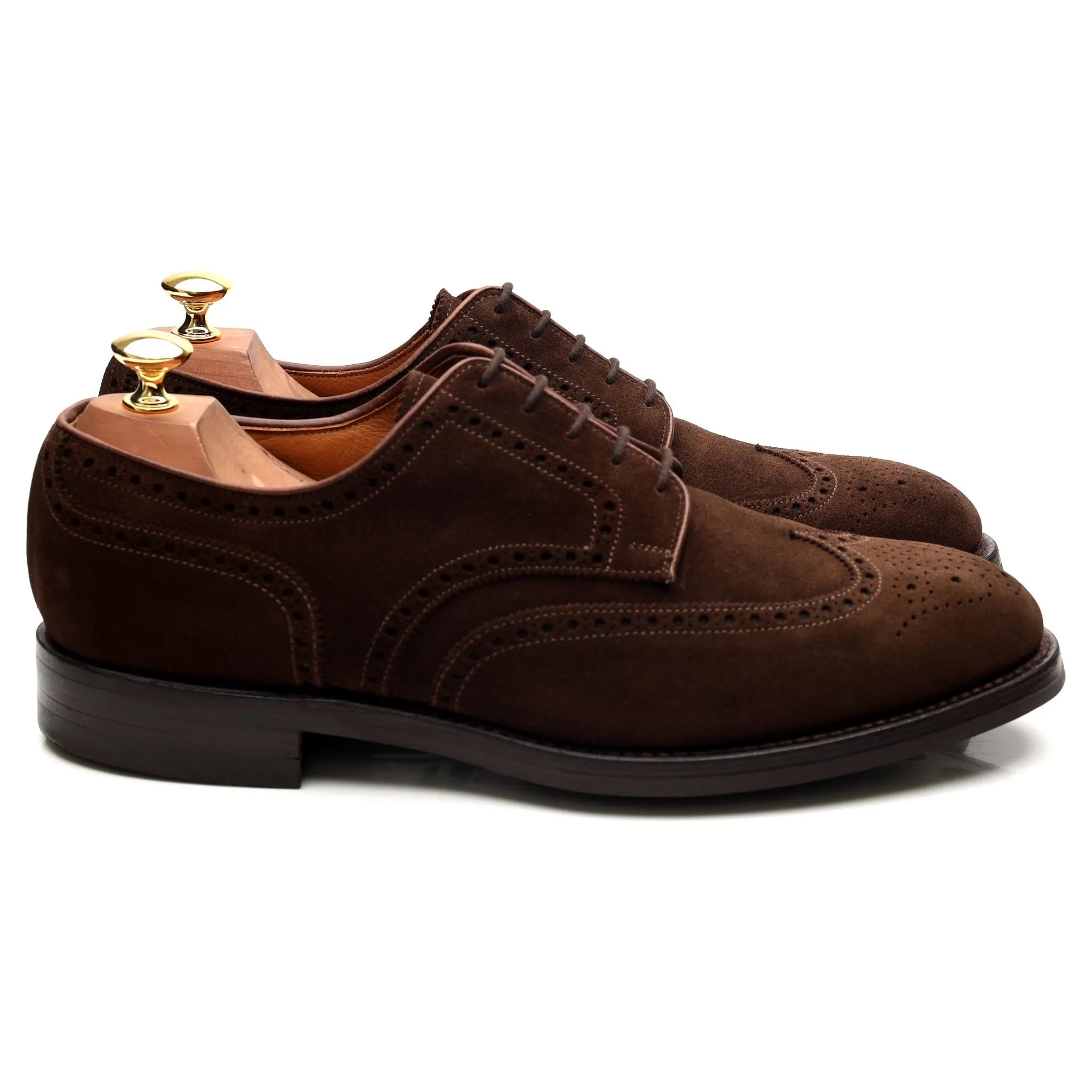 'Cardiff' Dark Brown Suede Derby Brogues UK 9 E