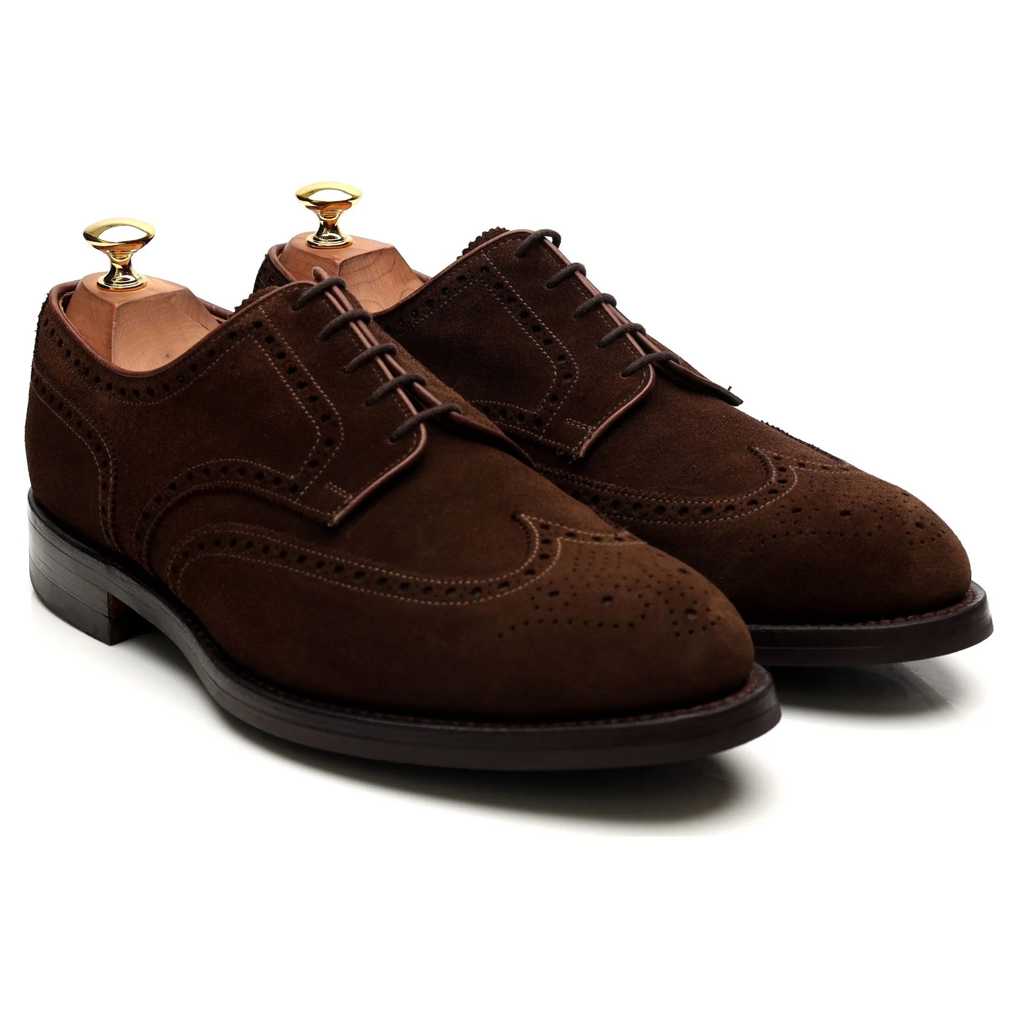 'Cardiff' Dark Brown Suede Derby Brogues UK 9 E