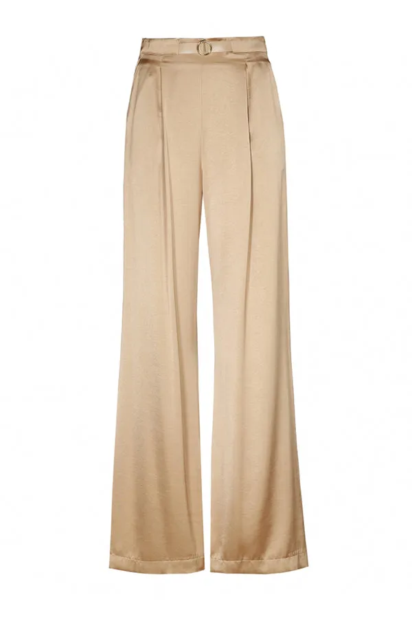 Caroline Biss LOOSE SHINY HIGH WAIST WIDE TROUSERS