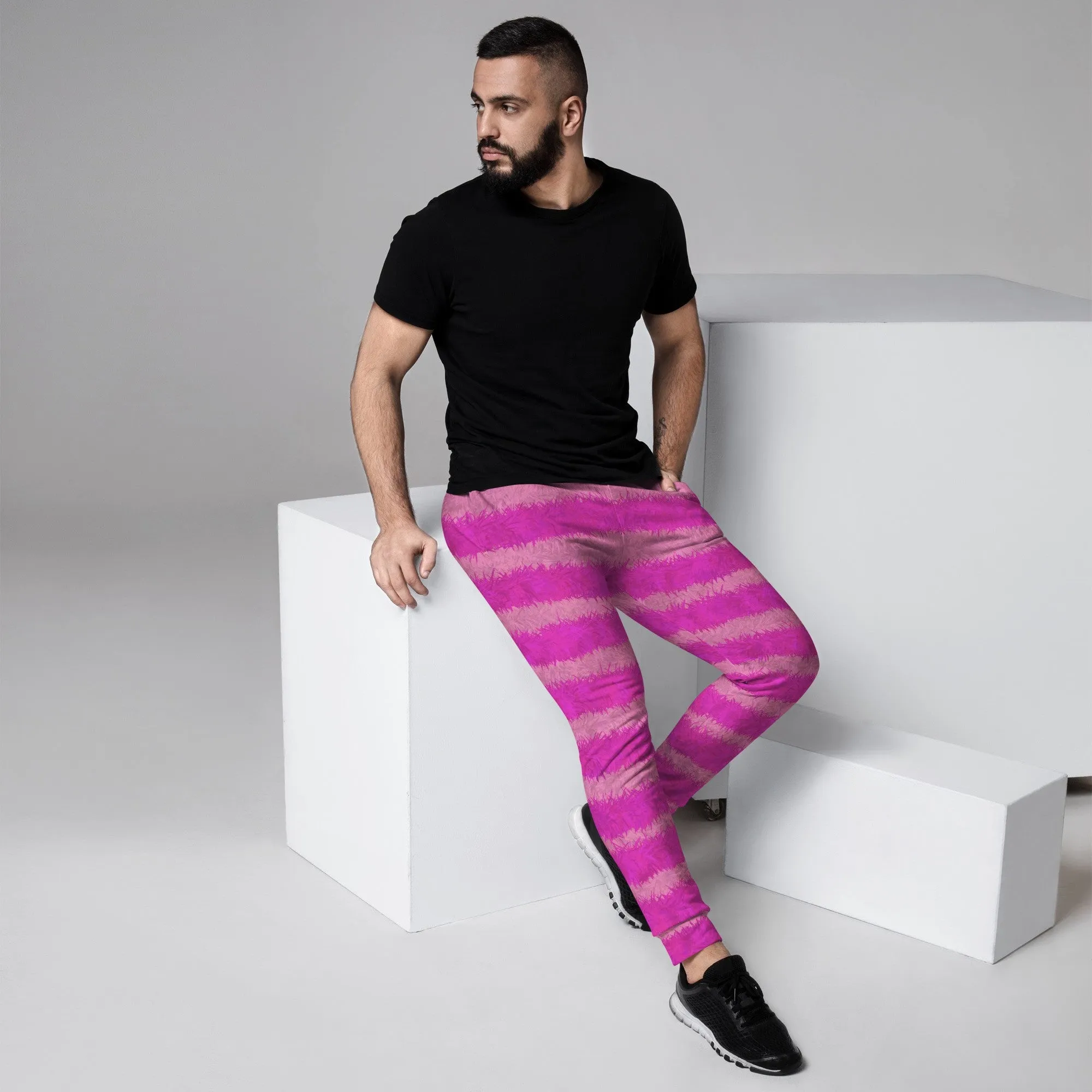 Cheshire Cat Inspired Fur Print Men's Slim Fit Joggers