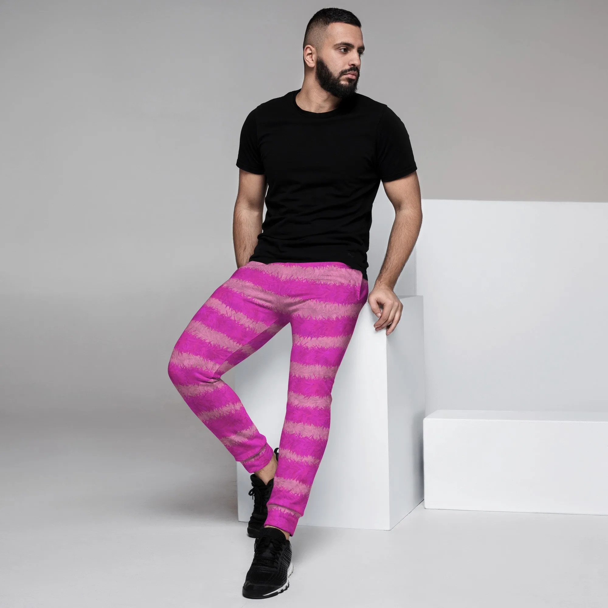 Cheshire Cat Inspired Fur Print Men's Slim Fit Joggers