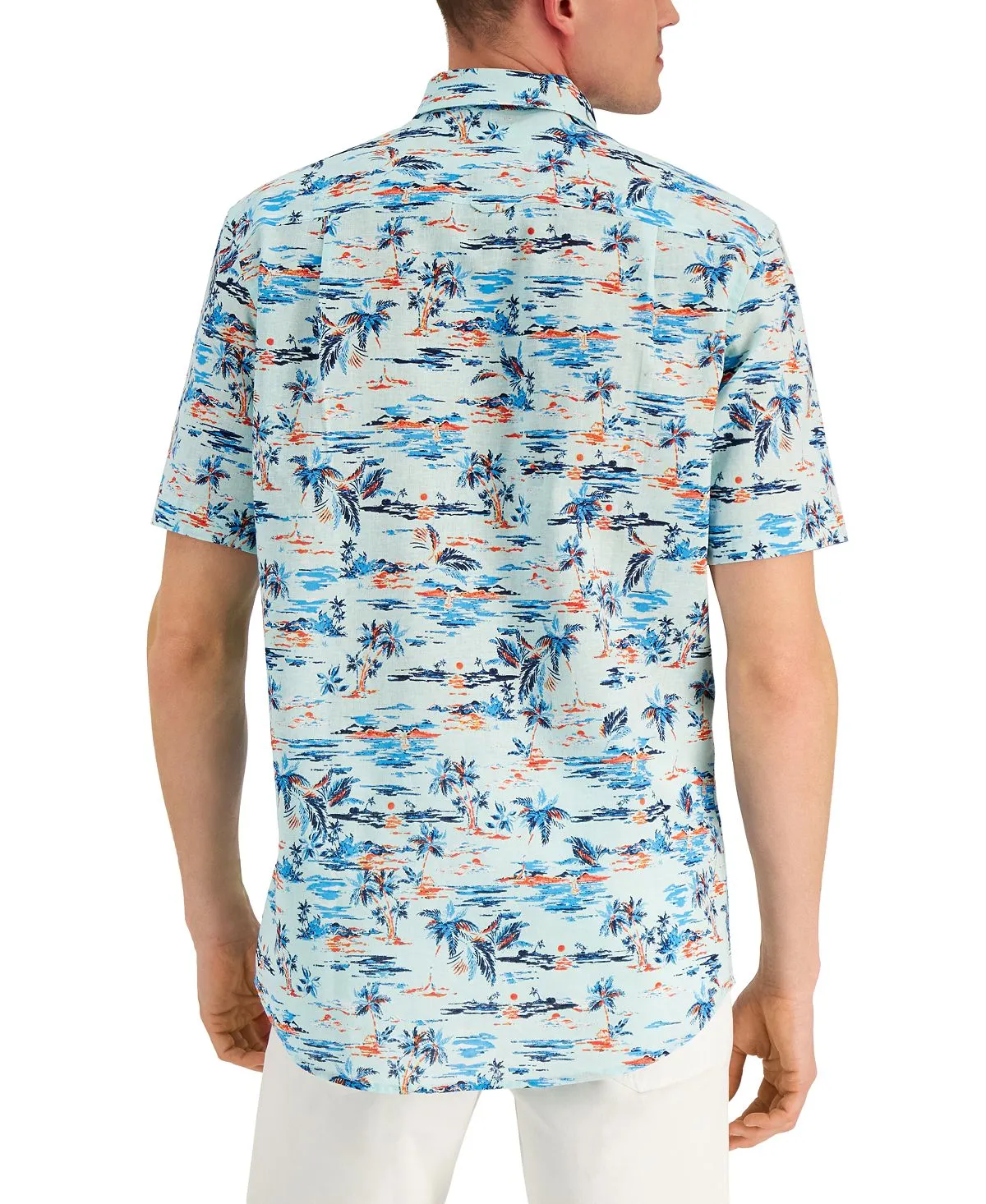 Club Room Men's Regular Fit Tropical Print T-Shirt Blue Small