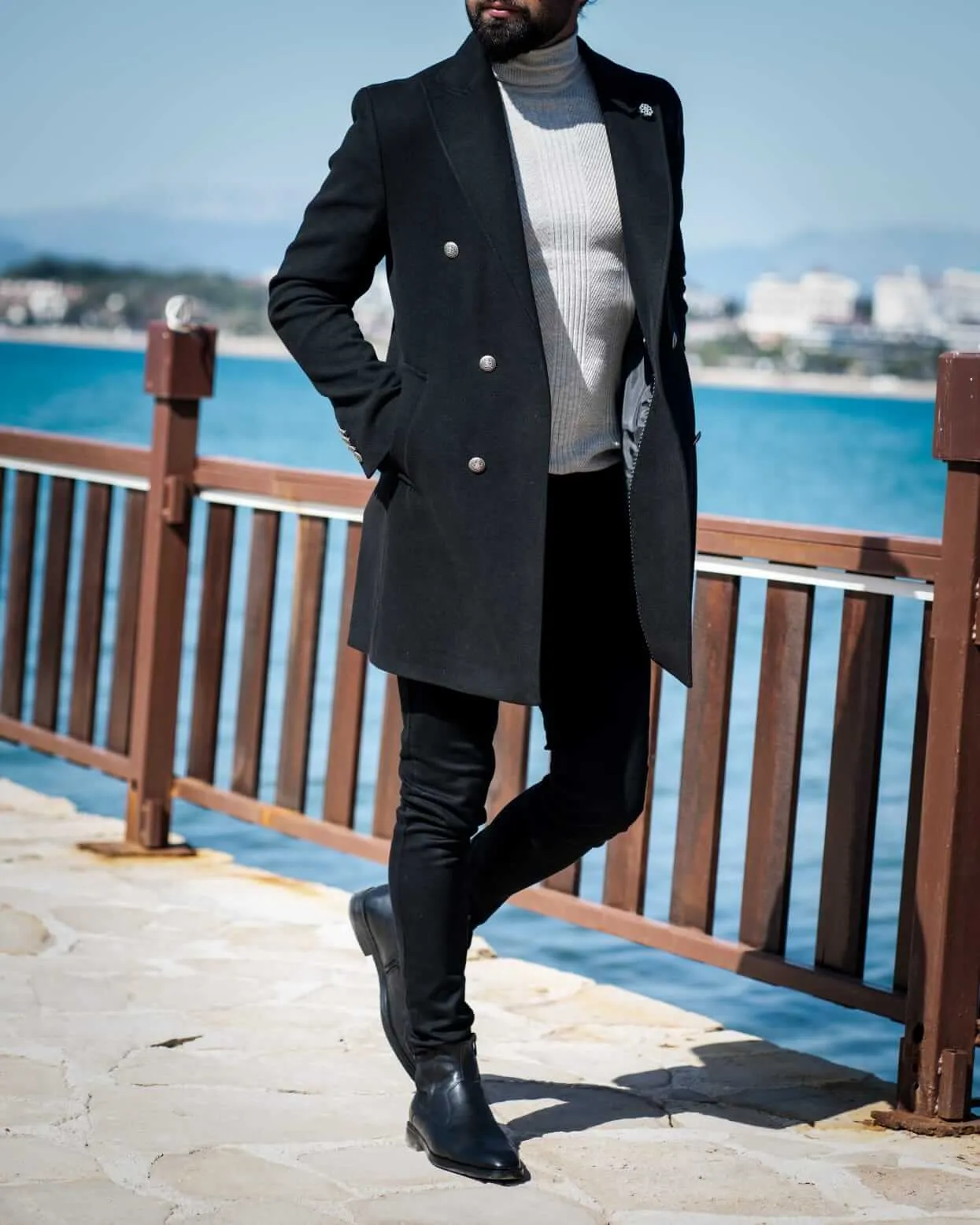 Colden Black Wool Coat