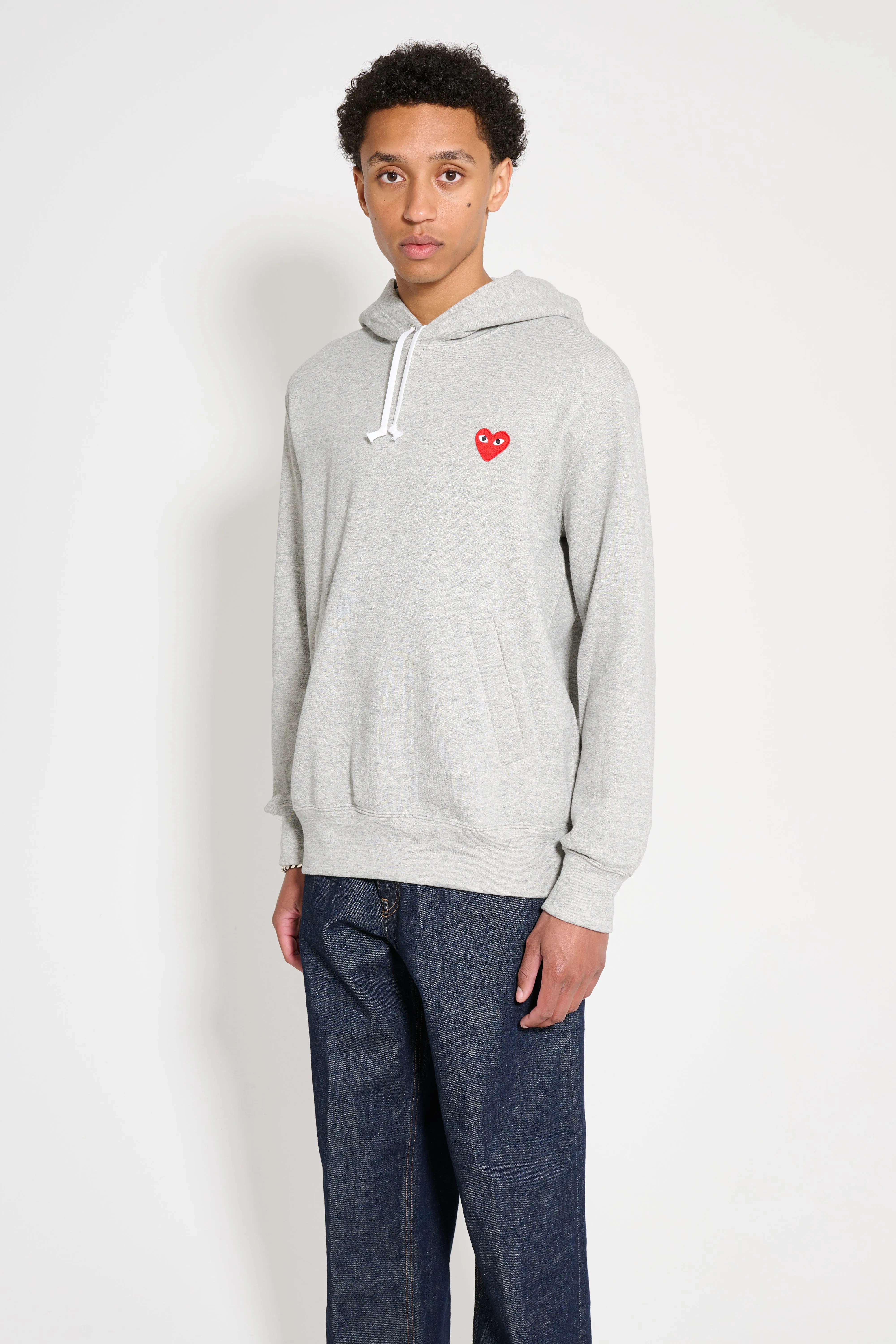 Comme des Garçons Play Small Heart Hooded Sweatshirt Grey