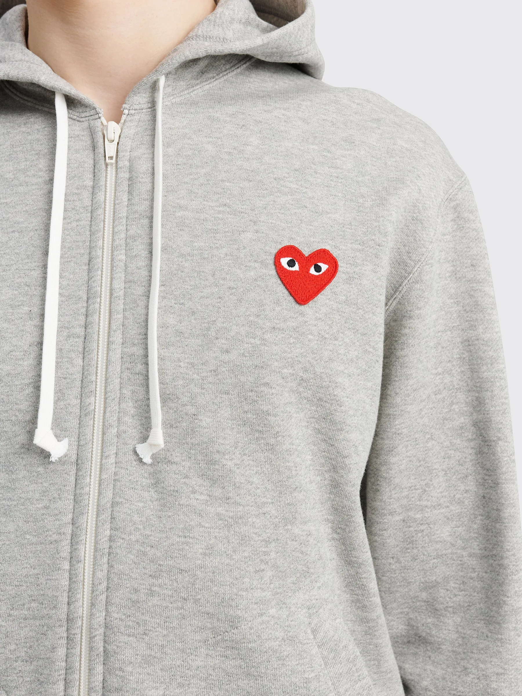 Comme des Garçons Play Small Heart Zip Hooded Sweatshirt Grey