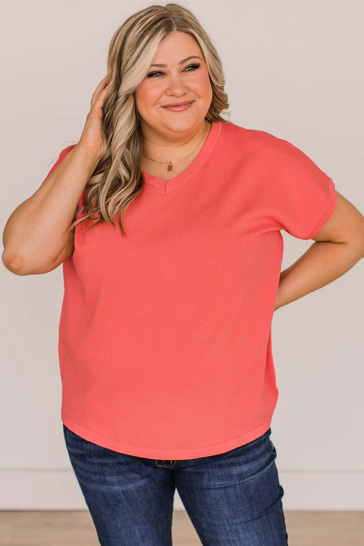 Coral Knit Top - On Your Mind