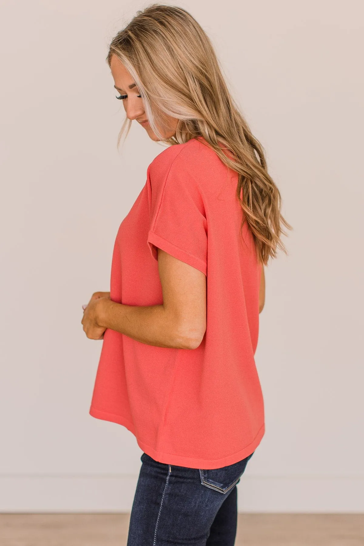 Coral Knit Top - On Your Mind