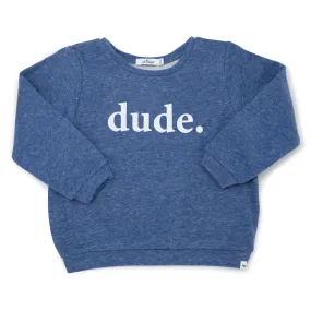 Cotton Boxy Sweatshirt - dude print - Denim