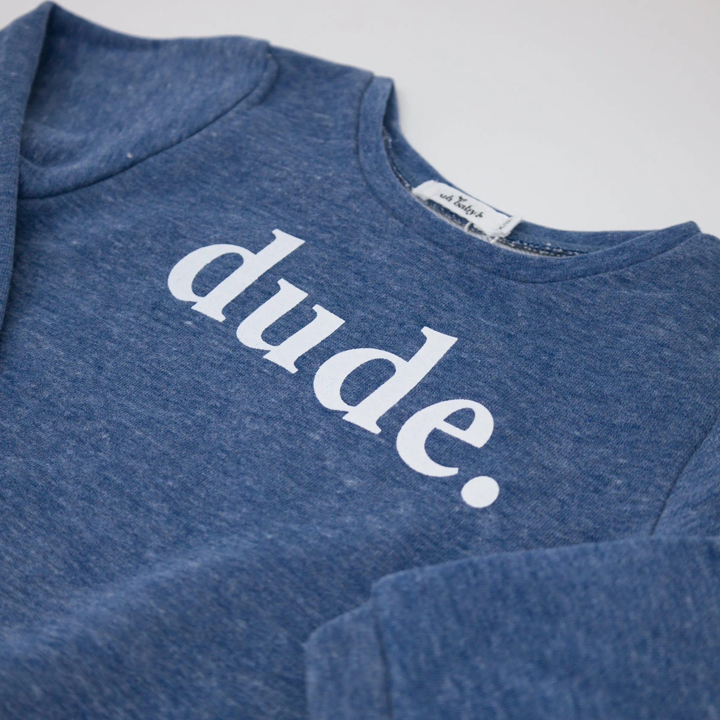 Cotton Boxy Sweatshirt - dude print - Denim