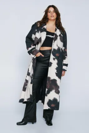 Cow Print Plus Size Trench Coat - Shop Now.