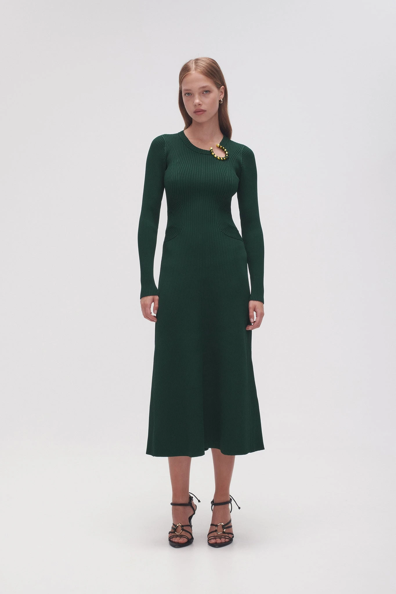 --Crescent Knit Midi Dress-