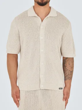 Crochet Knit Shirt - Stone