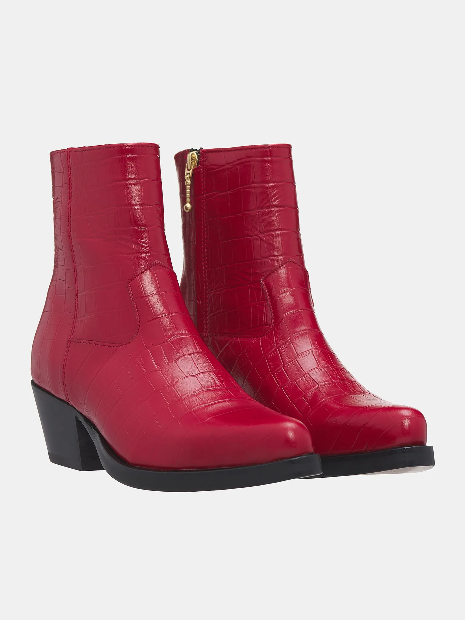 Crocodile Western Boots (FT01H-LE34-RED-CROCODILE)