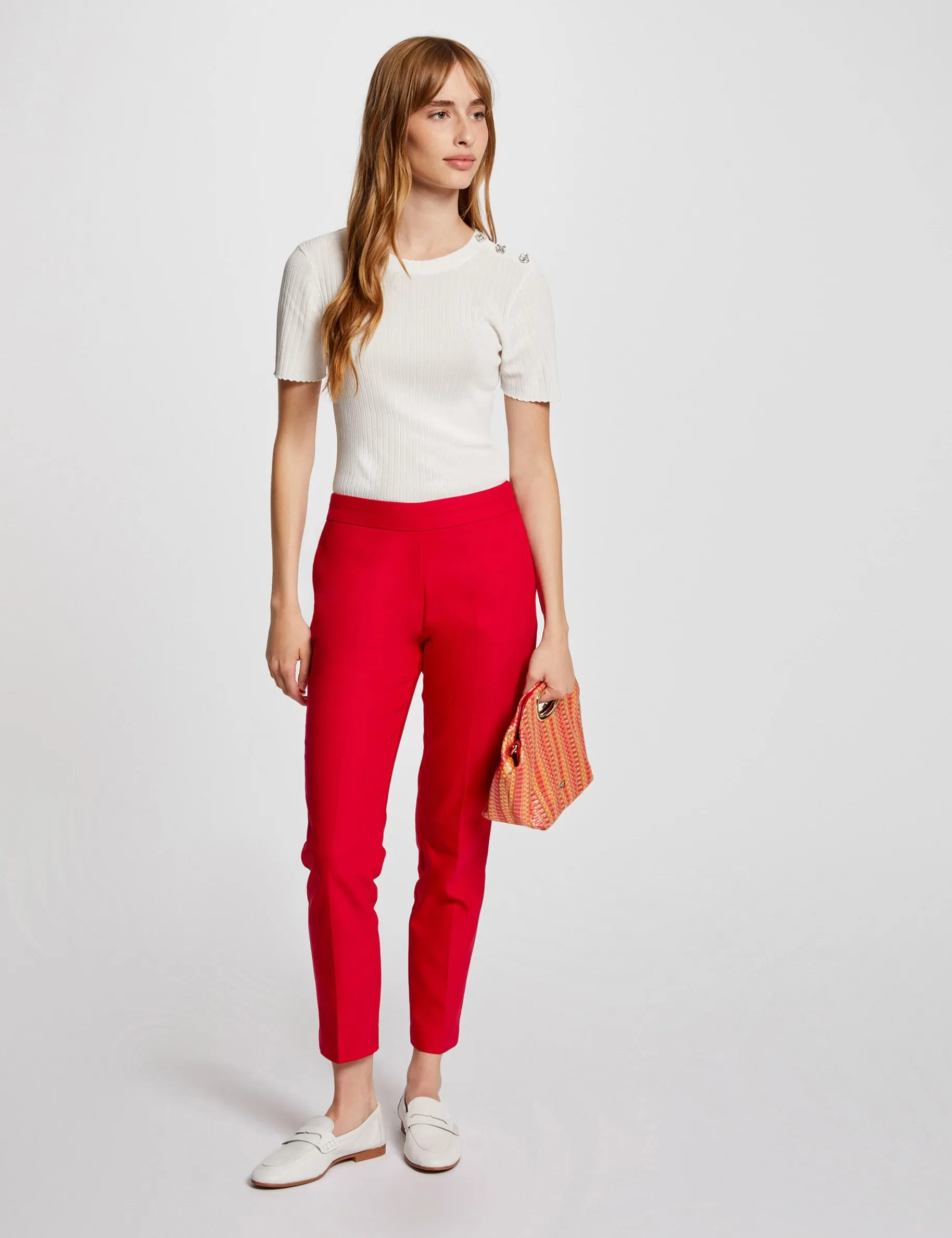 Cropped cigarette trousers raspberry women