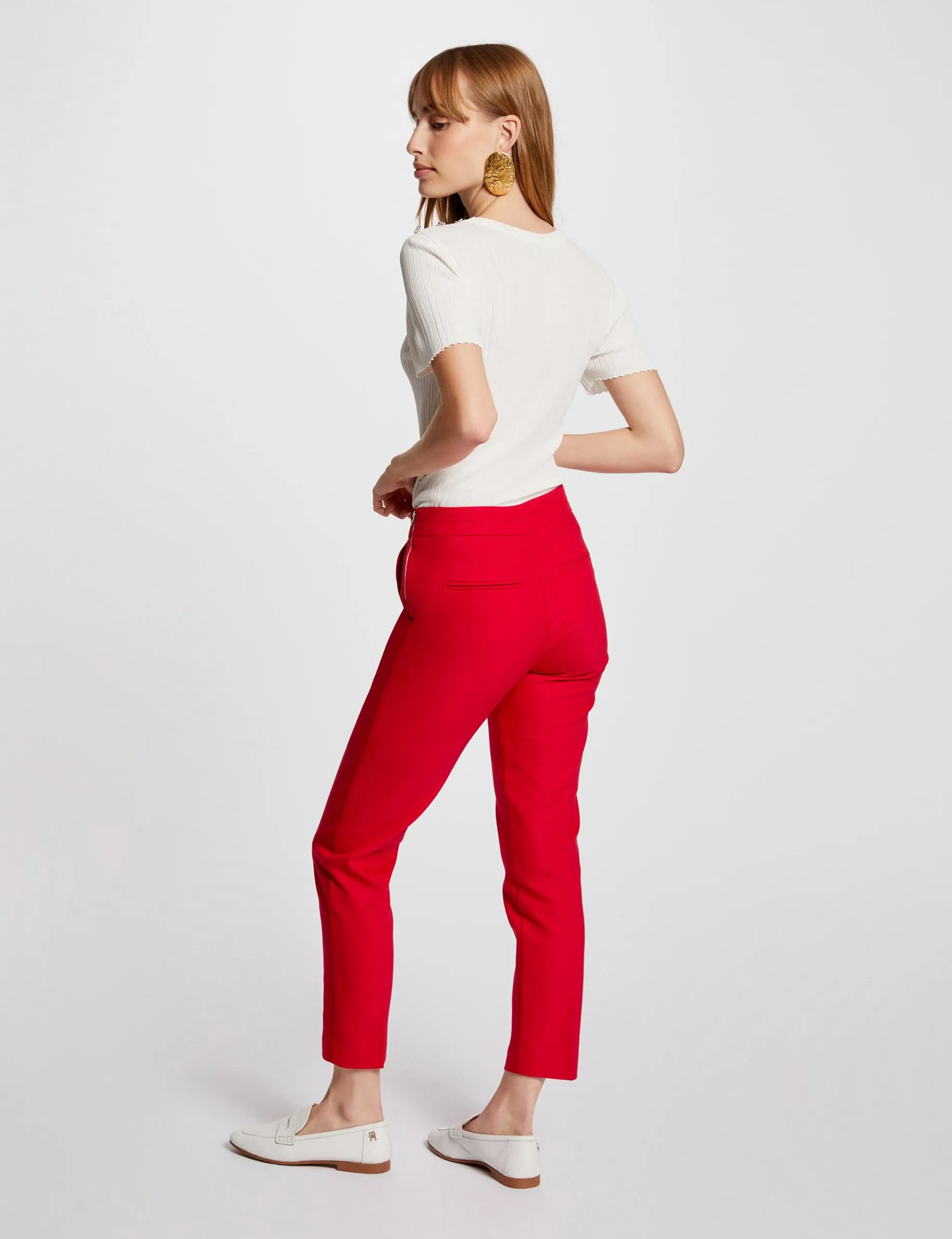 Cropped cigarette trousers raspberry women