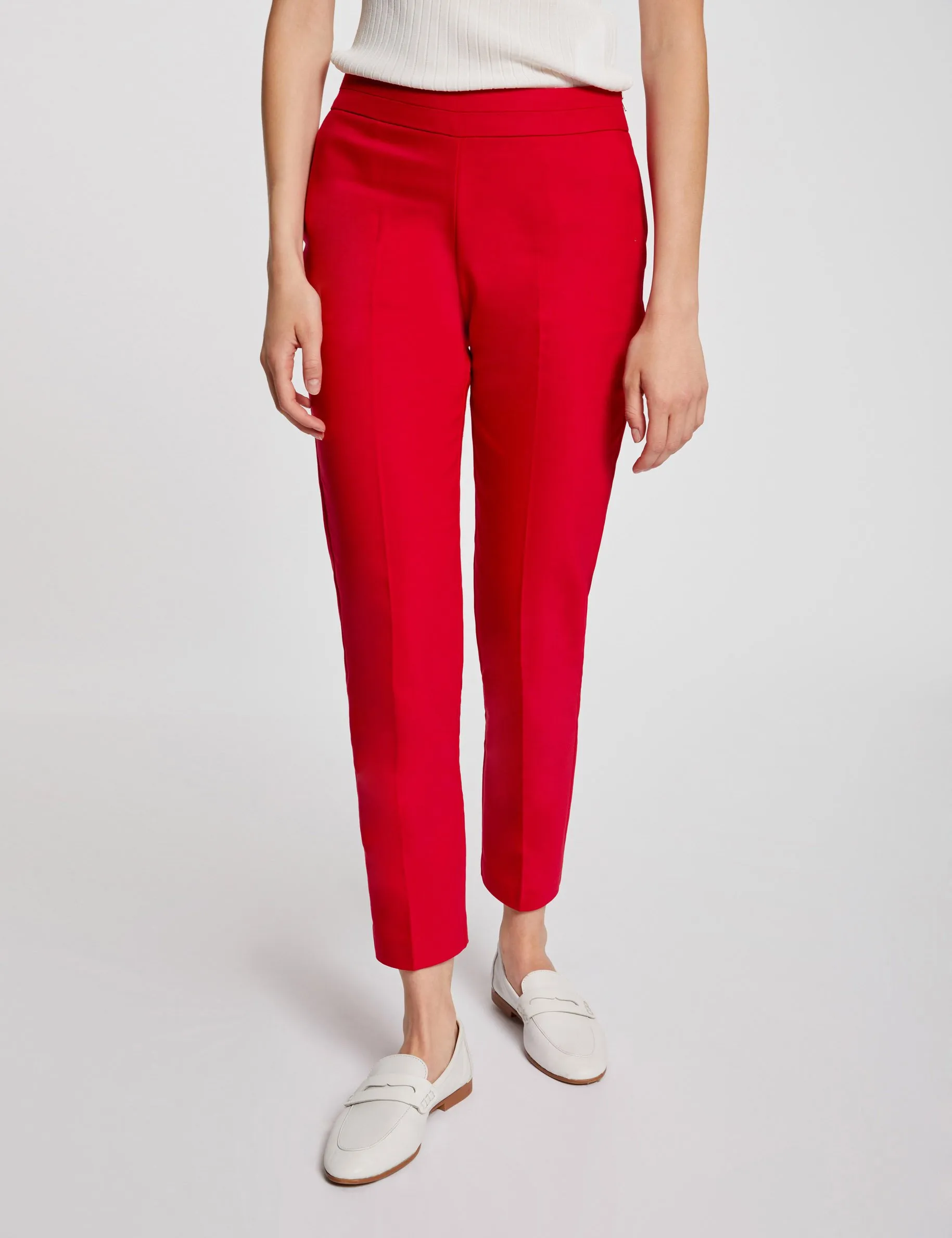 Cropped cigarette trousers raspberry women