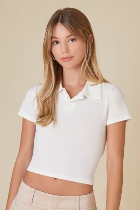 Cropped Polo Shirt in Jersey Knit