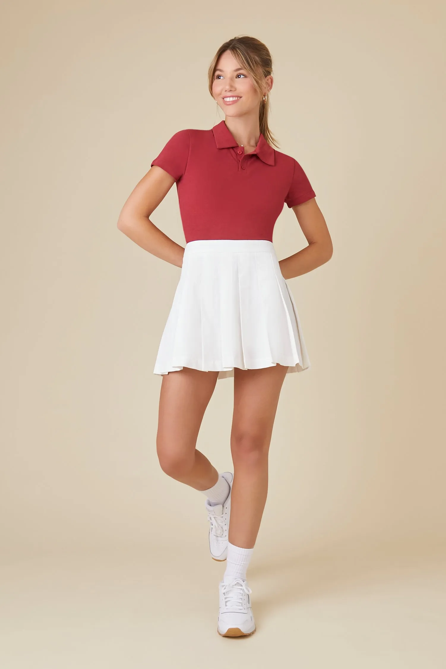 Cropped Polo Shirt in Jersey Knit