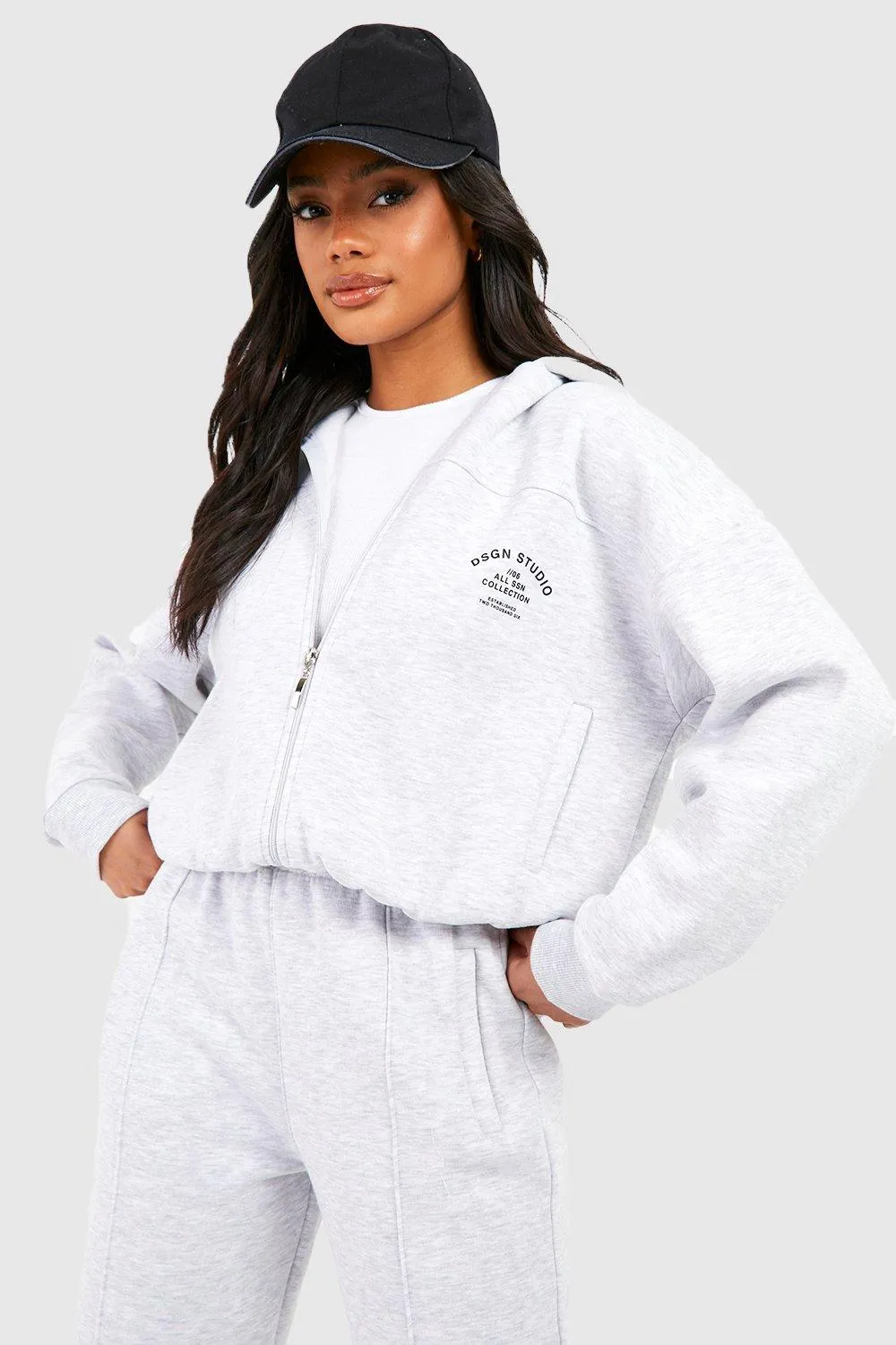 Cropped Zip Through Hooded Tracksuit