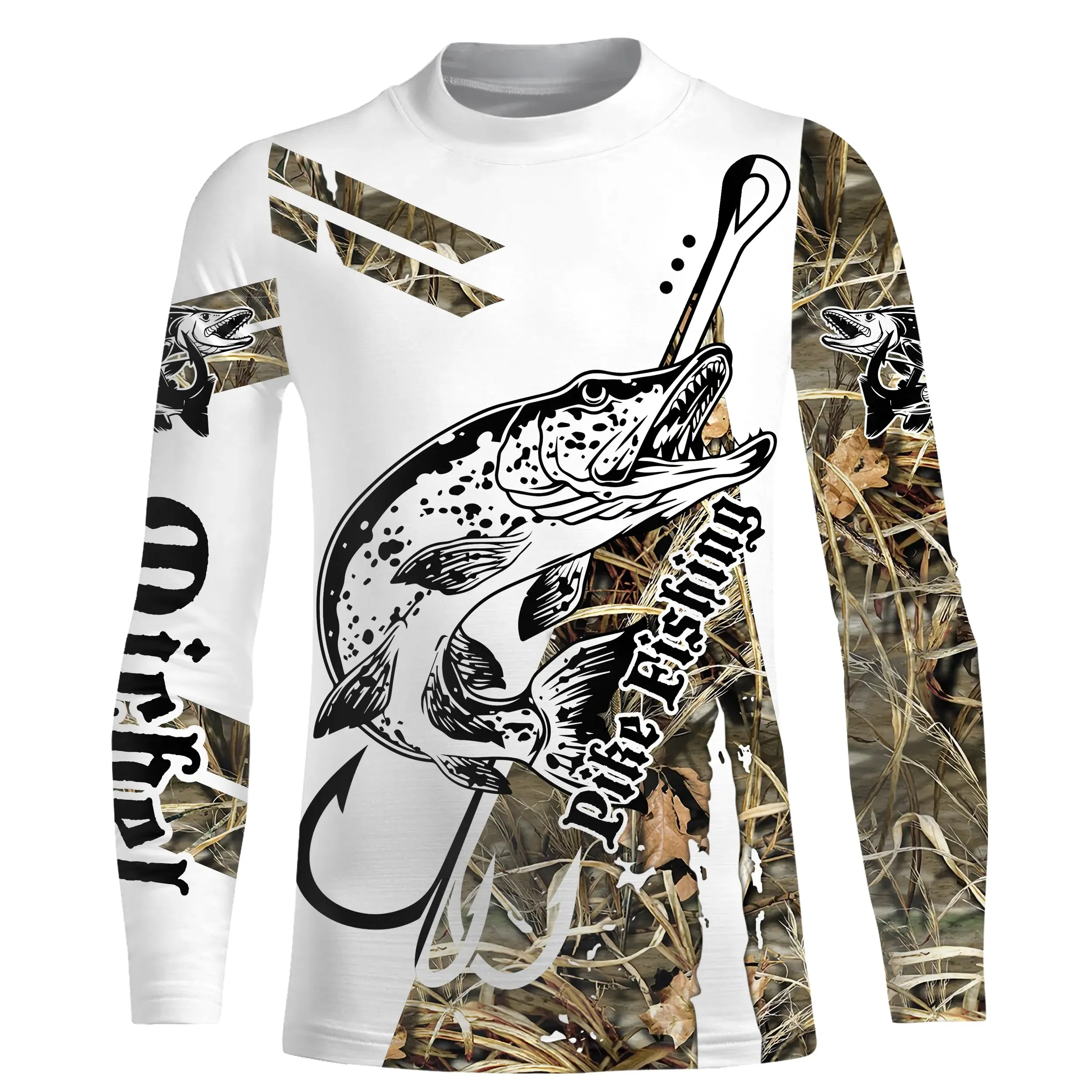 Custom Camo Pike Fishing T-shirt, Unique Fisherman Gift - CT28072216