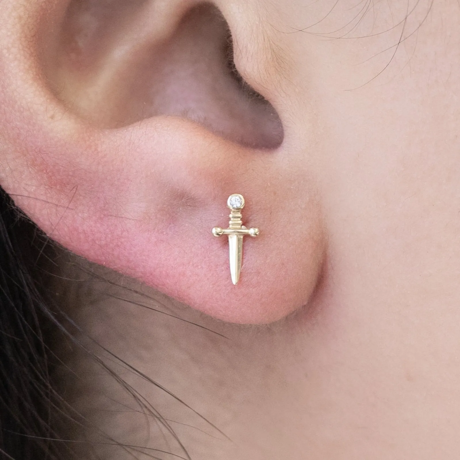 Dagger Style Flat Back Earring Stud