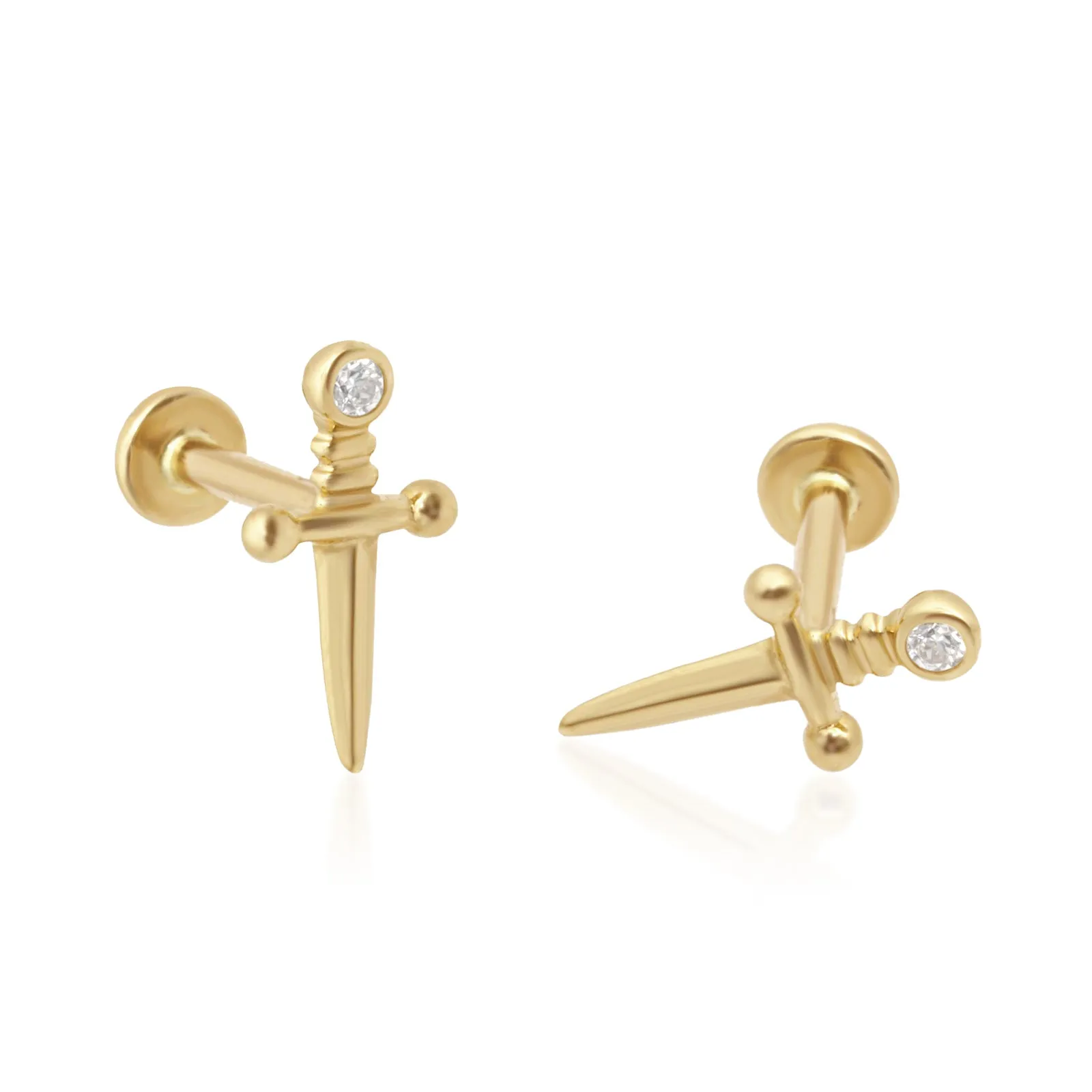 Dagger Style Flat Back Earring Stud