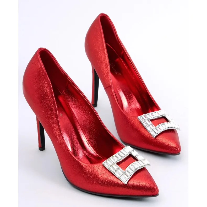 Deborah Red women's embellished heels