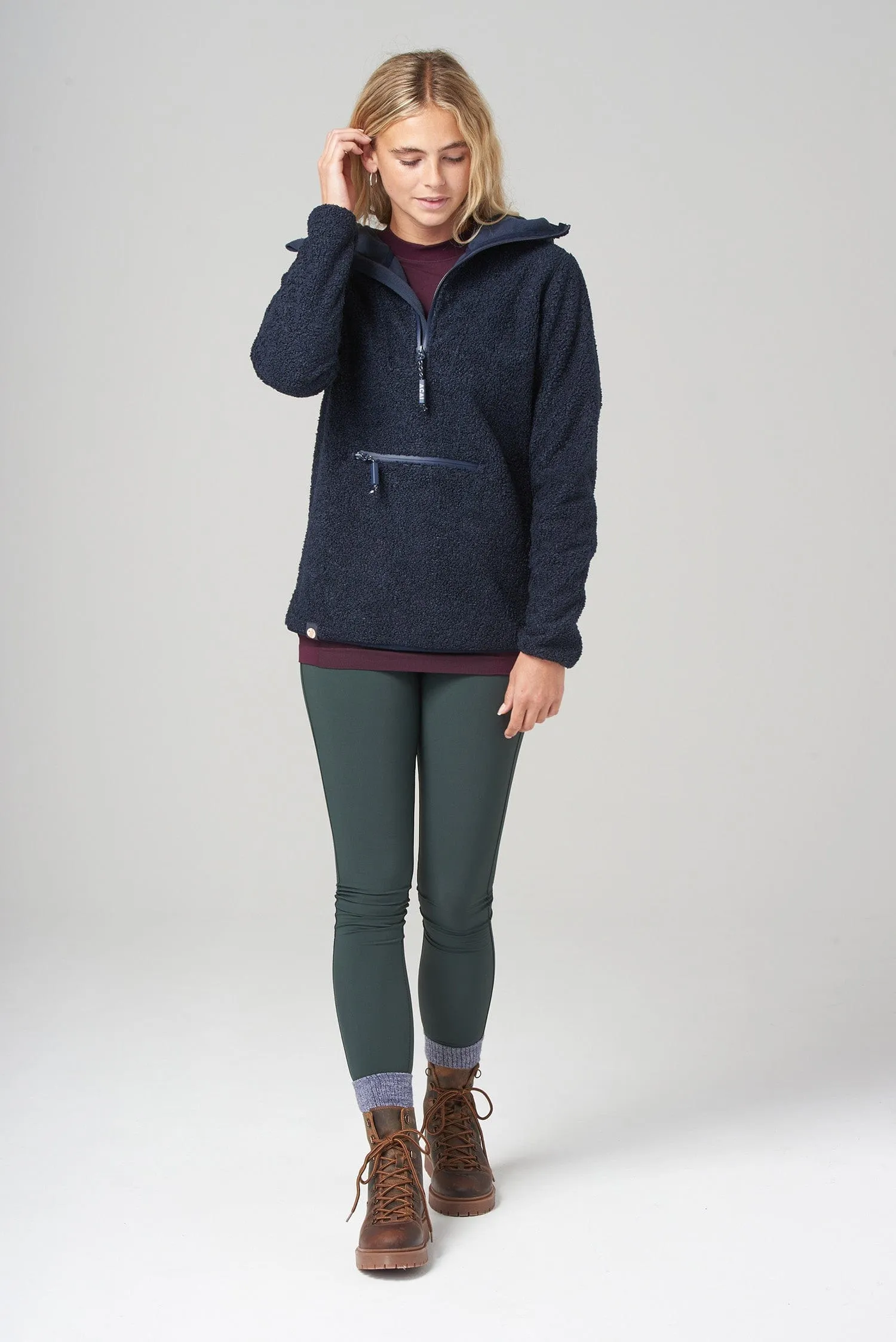 Deep Navy Windproof Fleece Hoodie