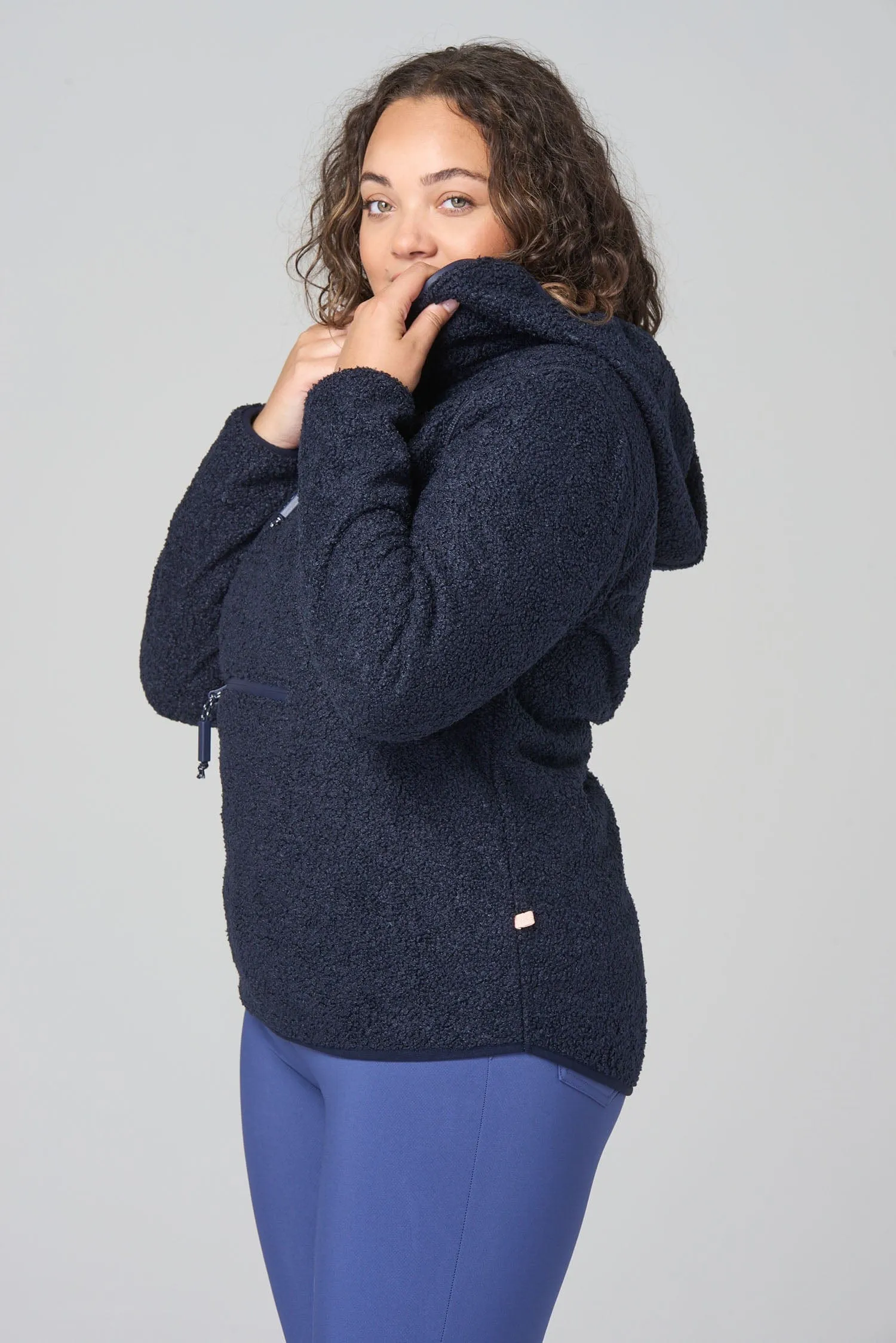 Deep Navy Windproof Fleece Hoodie