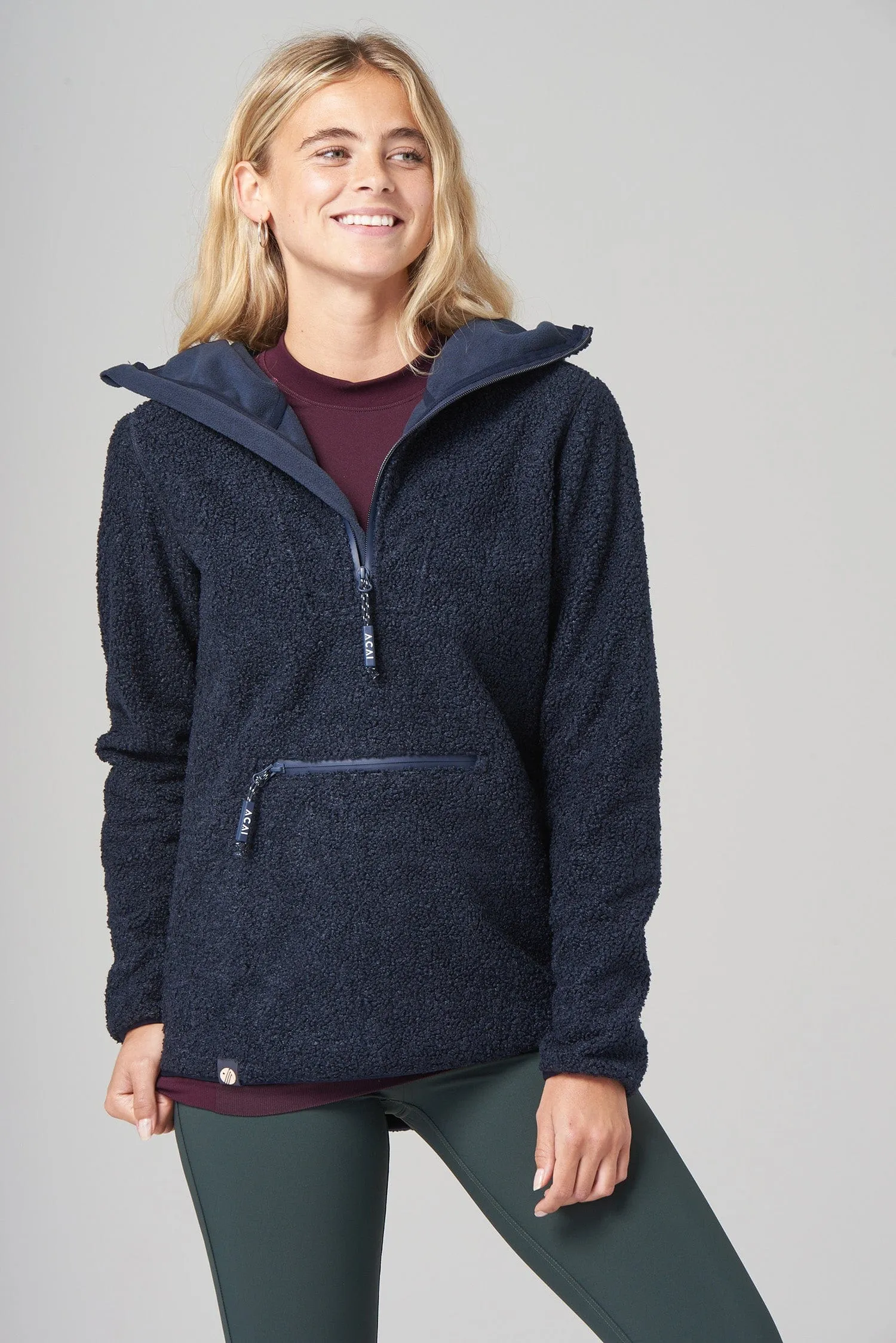 Deep Navy Windproof Fleece Hoodie