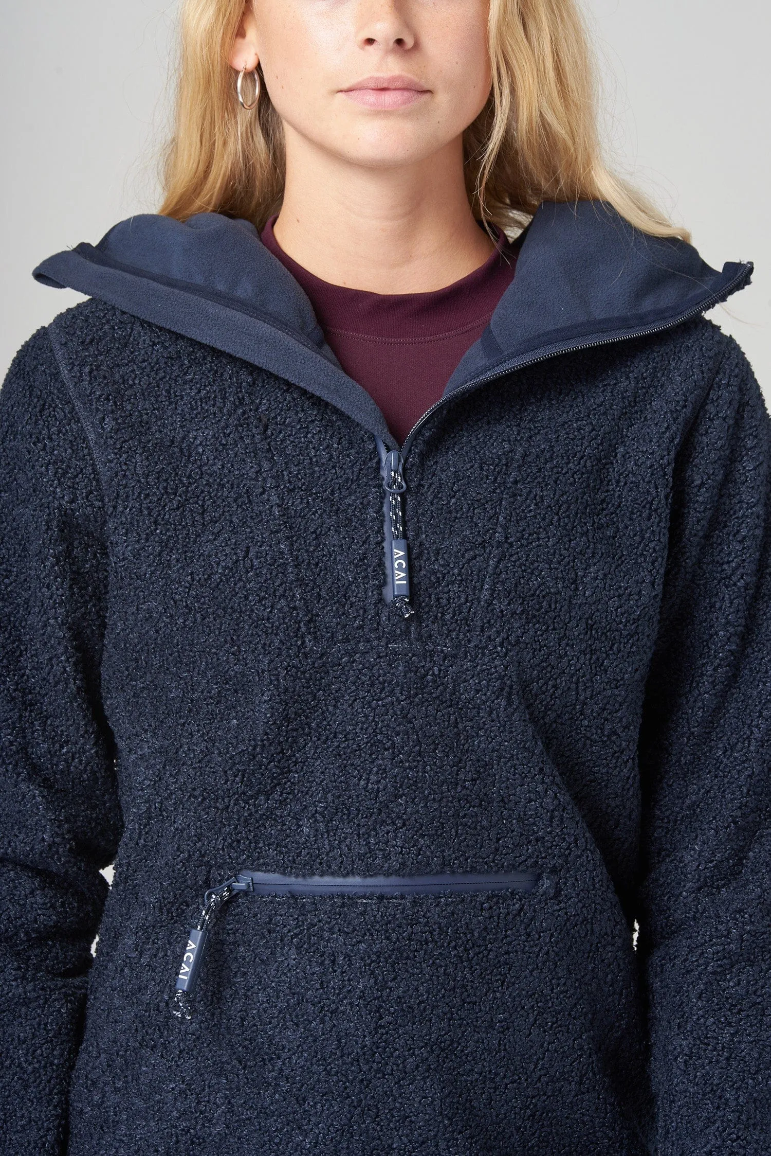 Deep Navy Windproof Fleece Hoodie