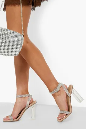 Diamante Strap 2 Part Clear Heels