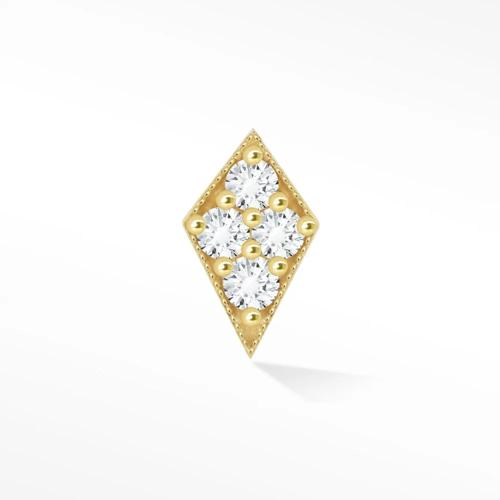 14k Yellow Diamond Flat Back Kite Earring