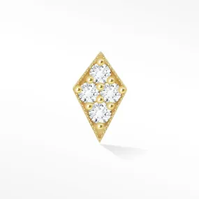 14k Yellow Diamond Flat Back Kite Earring