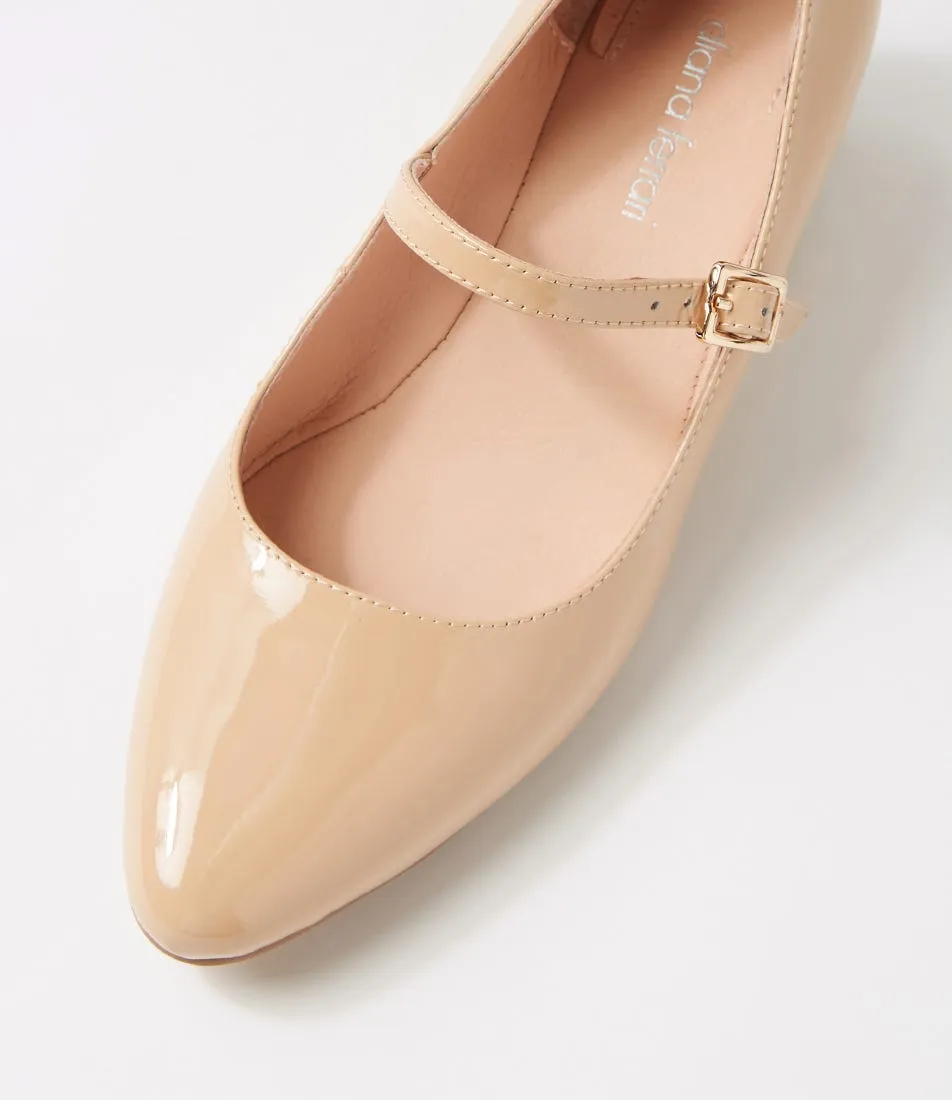 DIANA FERRARI Ovale Nude Patent Leather Mary Jane Heels