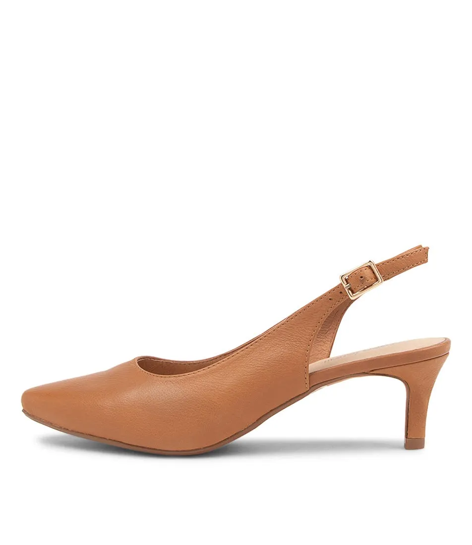 DIANA FERRARI Toocine Dark Tan Leather Heels