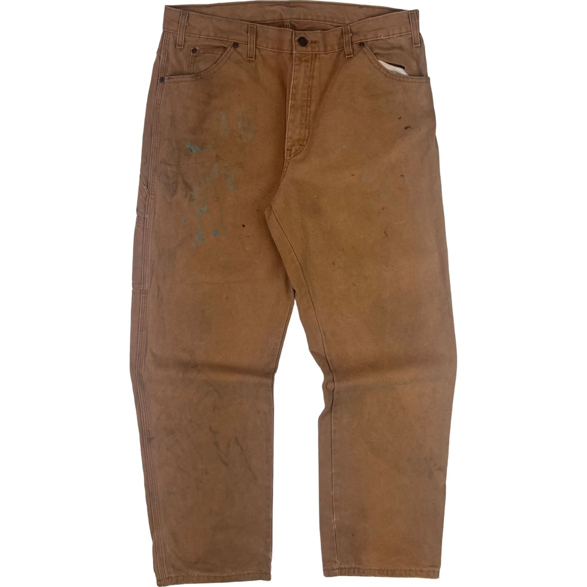 Dickies Carpenter Workwear Distressed Trousers Brown