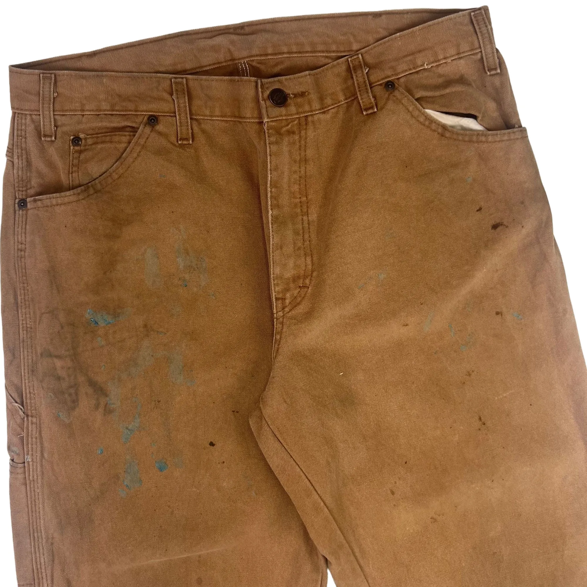 Dickies Carpenter Workwear Distressed Trousers Brown