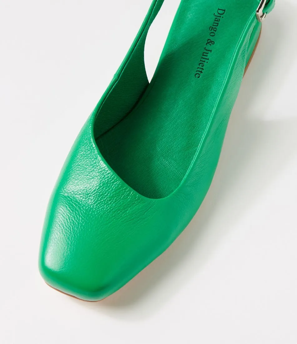 DJANGO & JULIETTE Bekasi Bright Emerald Leather Pump Heels