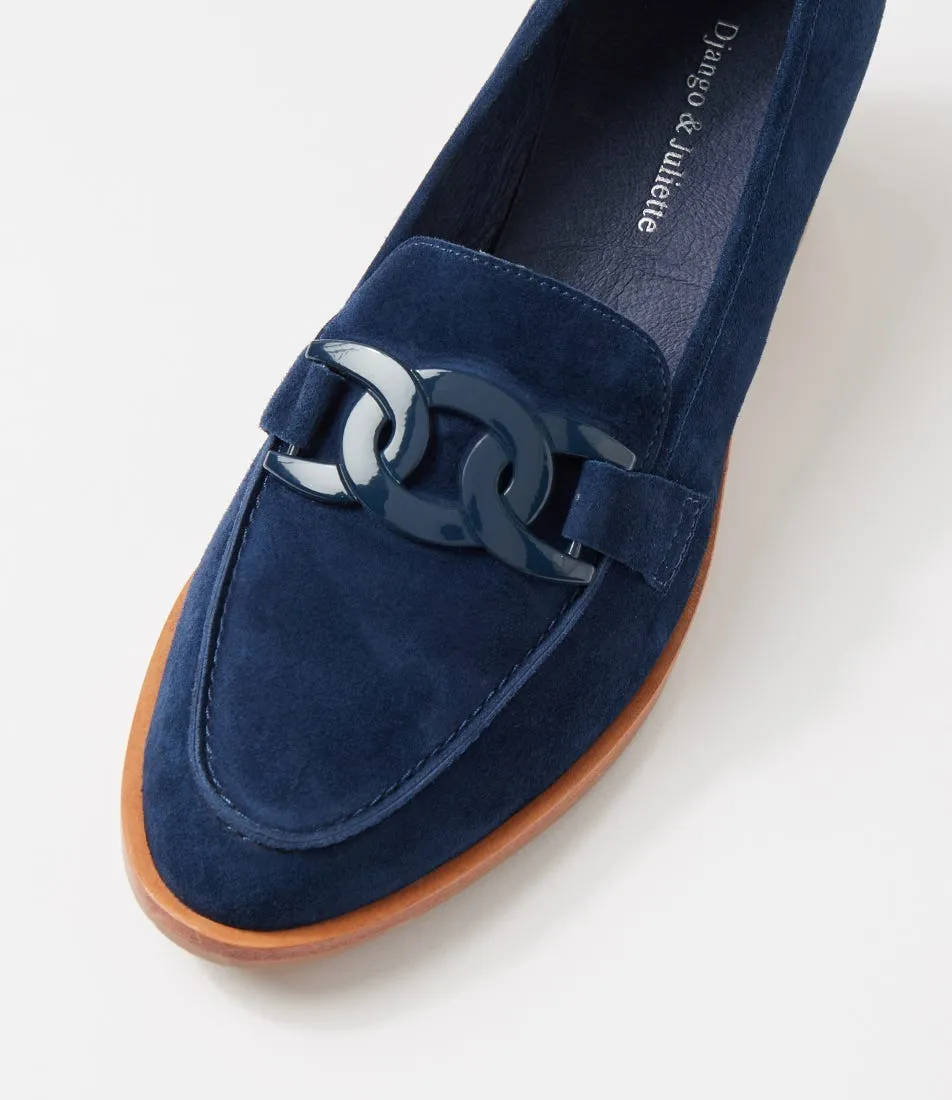 DJANGO & JULIETTE Derval Navy Natural Suede Heels