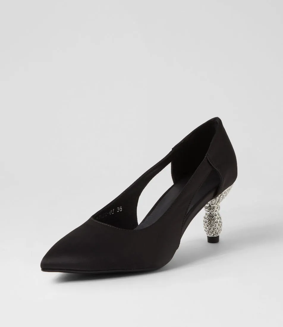 DJANGO & JULIETTE Eunicee Black Satin Heels