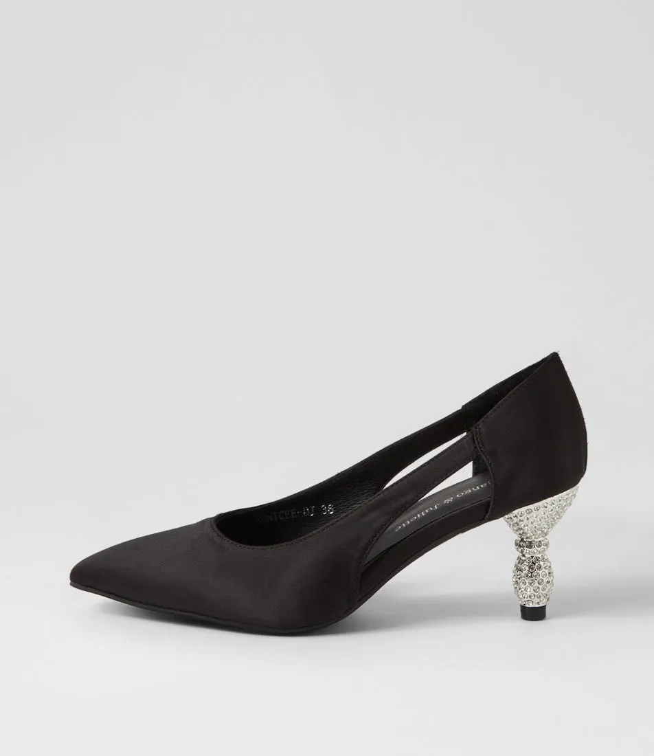 DJANGO & JULIETTE Eunicee Black Satin Heels