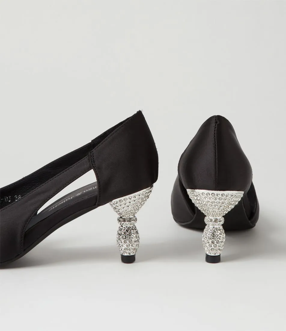 DJANGO & JULIETTE Eunicee Black Satin Heels