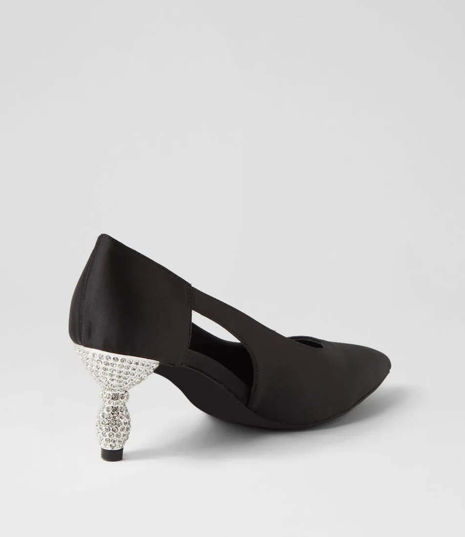 DJANGO & JULIETTE Eunicee Black Satin Heels