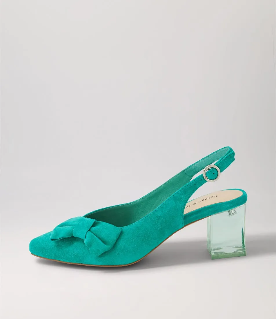 DJANGO & JULIETTE Hadia Light Emerald Suede Heels