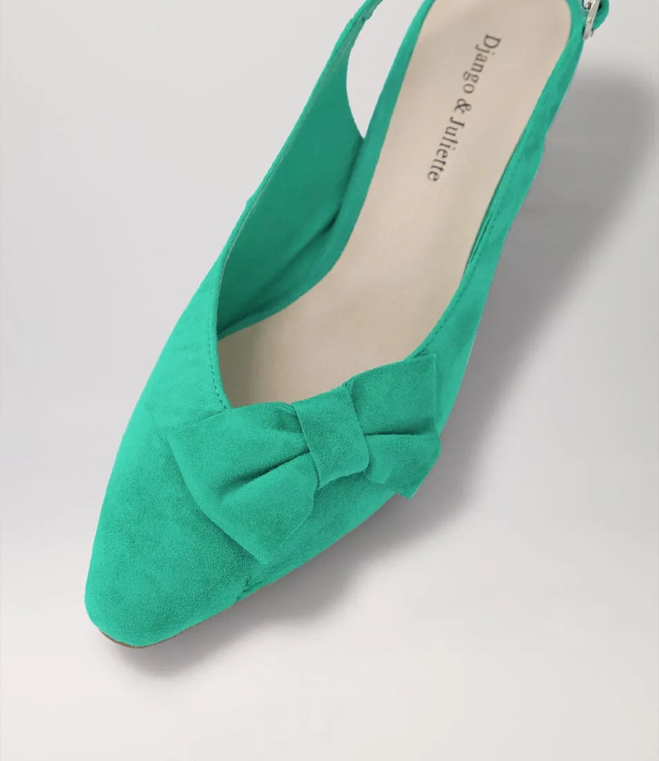 DJANGO & JULIETTE Hadia Light Emerald Suede Heels