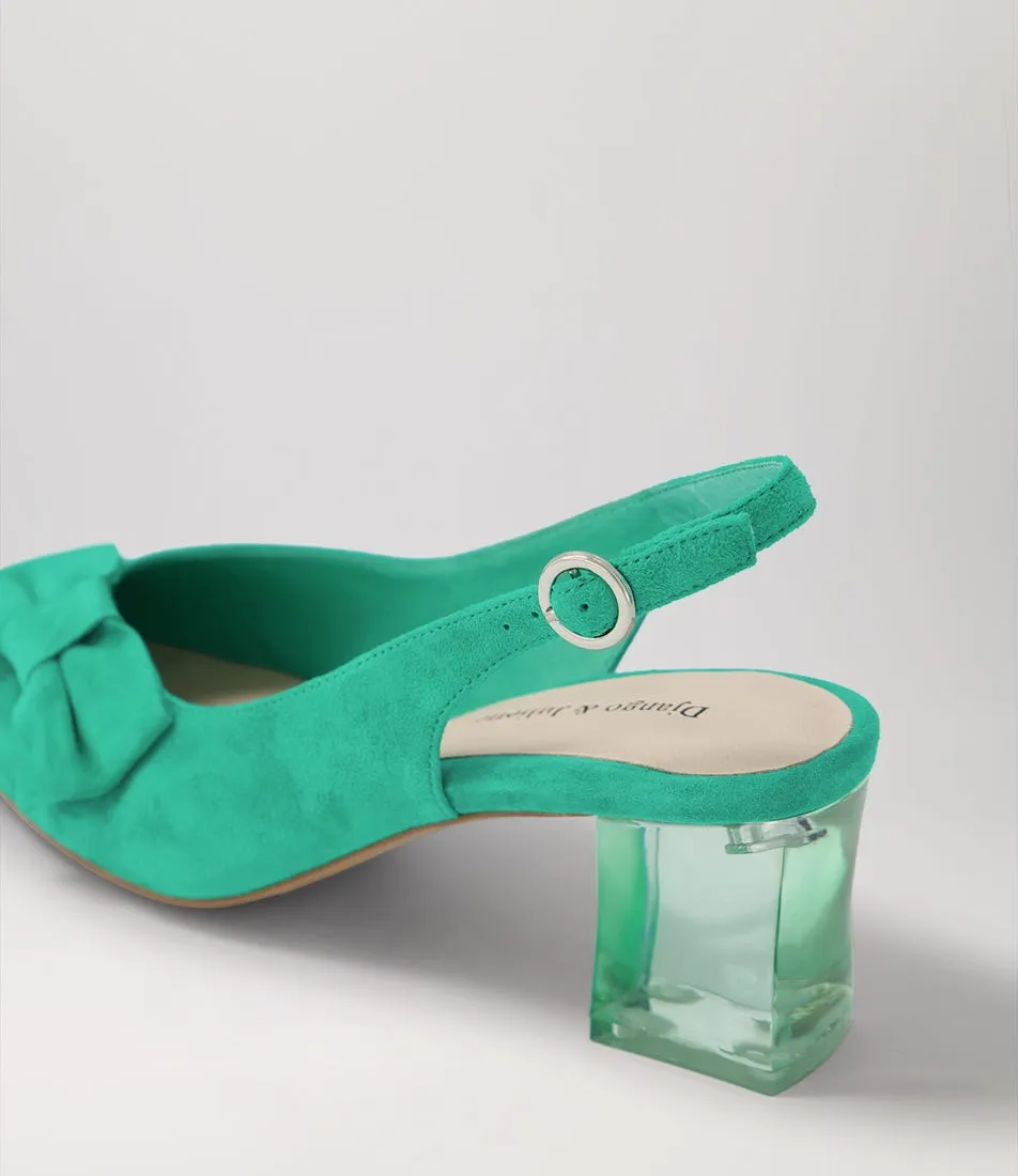 DJANGO & JULIETTE Hadia Light Emerald Suede Heels