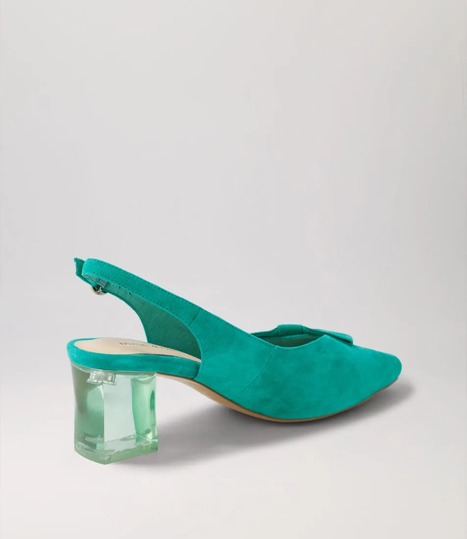 DJANGO & JULIETTE Hadia Light Emerald Suede Heels